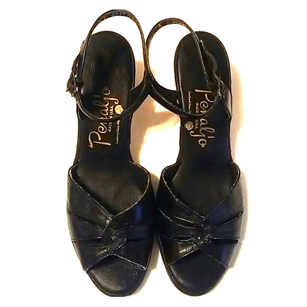 VINTAGE Black Leather Shoes Sz 7N